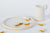 set de café, detalle plato Ø 20,0 cm y jarra de Ø 6,5 cm x 11,0 cm alto , en porcelana color blanco