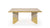 escritorio madera de roble, en vista frontal destacan aplicaciones de latón en patas y frente de tapa